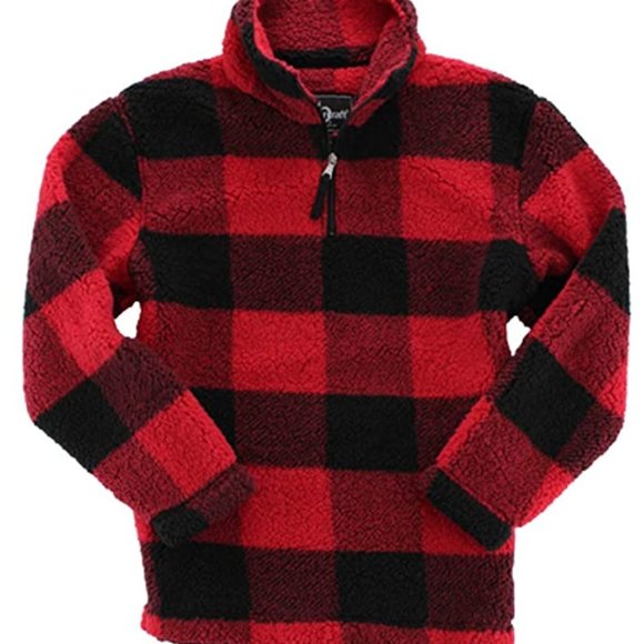 NWT Boxercraft Sherpa 1/4 Zip Pullover - Red Black Buffalo Plaid - All Sizes - Picture 2 of 4